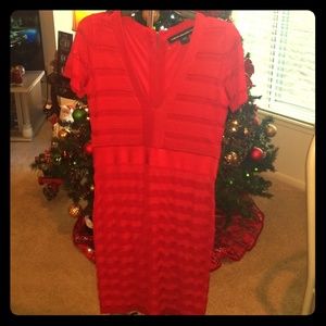 French Connection red short sleeved bodycon dress